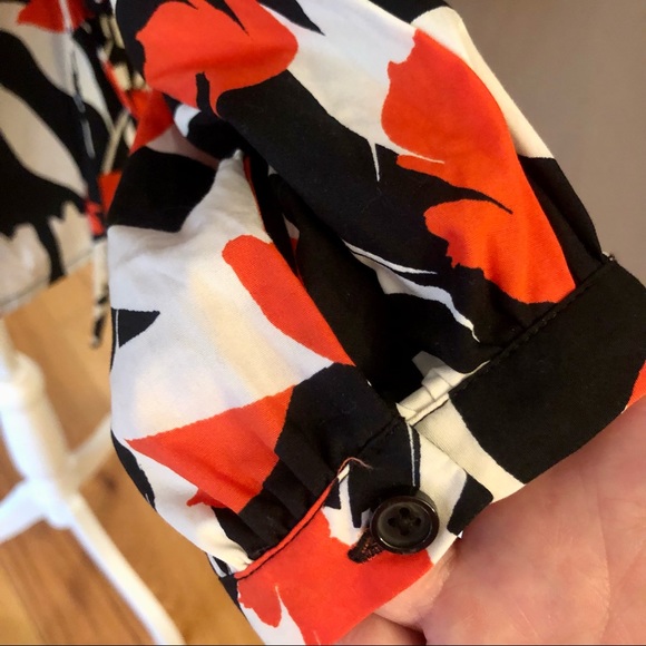 Who What Wear Sz. Medium NWT Wrap Shirt Black, White, Tangerine - Picture 7 of 14